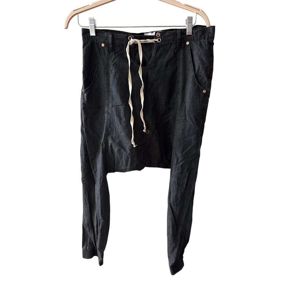 One Teaspoon Sz 26 Luxe Harem Black Tie Waist Drop Crotch Relaxed Street Pants